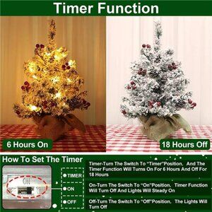 20 Inch Snow Flocked Prelit Tabletop ChristmasTree Decorations, Battery Powered